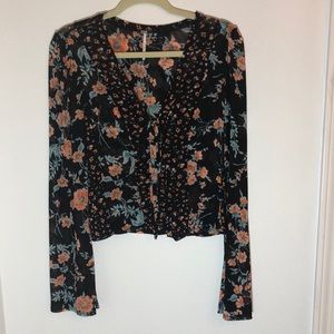 Free People medium tie front blouse